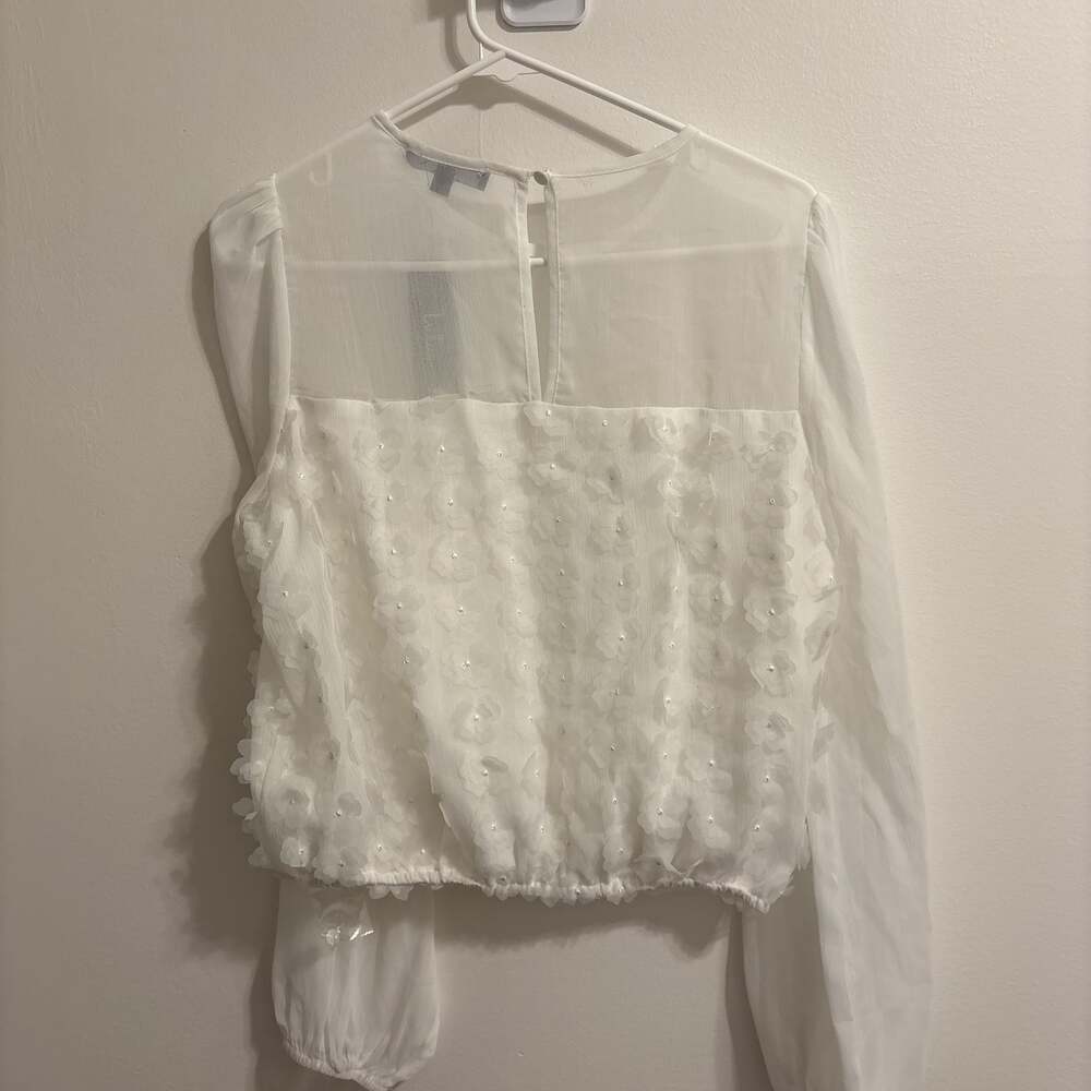 Lulus Impressively Adored Ivory 3D Floral Balloon Sleeve Top - Picture 3 of 3